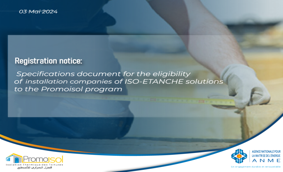 Specifications document for the eligibility of installation companies of ISO-ETANCHE solutions to the Promoisol program